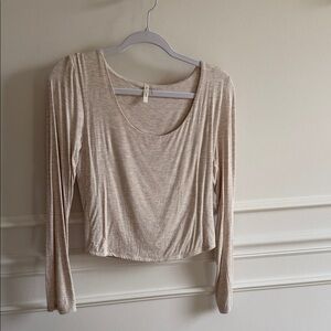 BE COOL Oatmeal Beige Scoop Long Sleeve Top